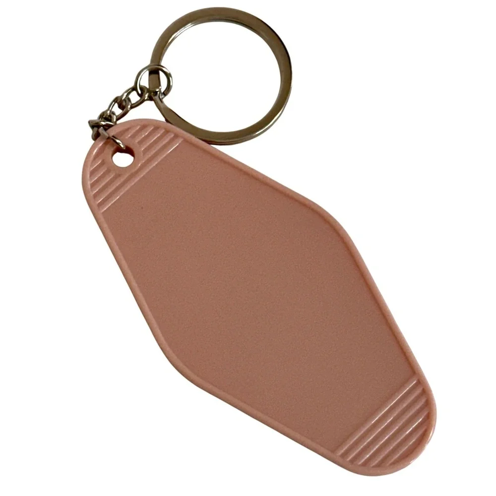 Handcrafted Evil Eye Hamsa Spiritual Motel Keychain Peach Pink Mystical Tag